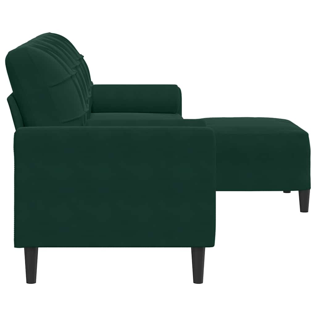 3-Sitzer-Sofa mit Hocker Dunkelgrün 210 cm Samt