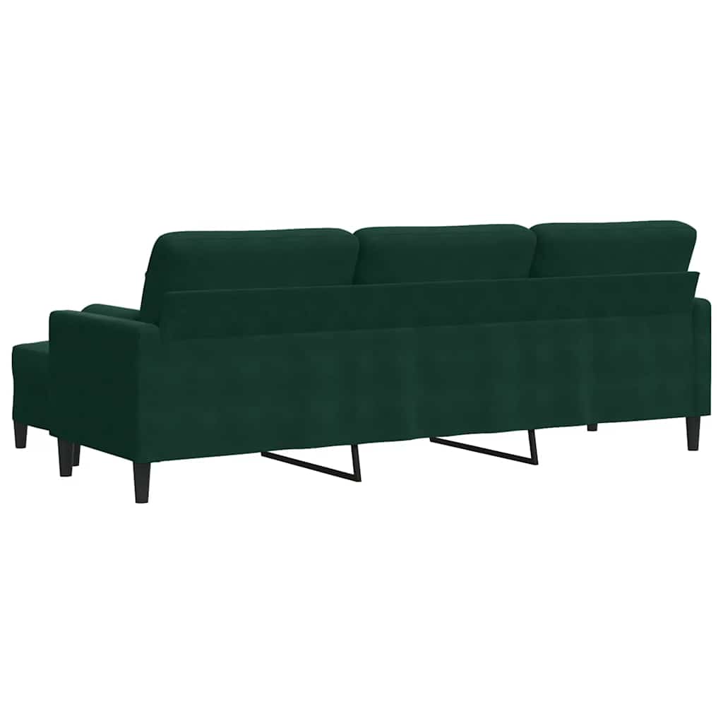 3-Sitzer-Sofa mit Hocker Dunkelgrün 210 cm Samt
