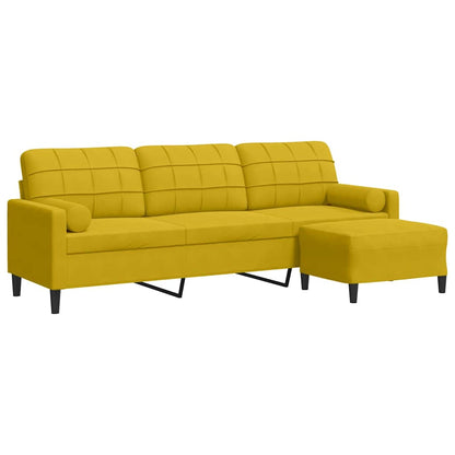Sofa 3-Sitzer mit Hocker Gelb 210 cm Samt