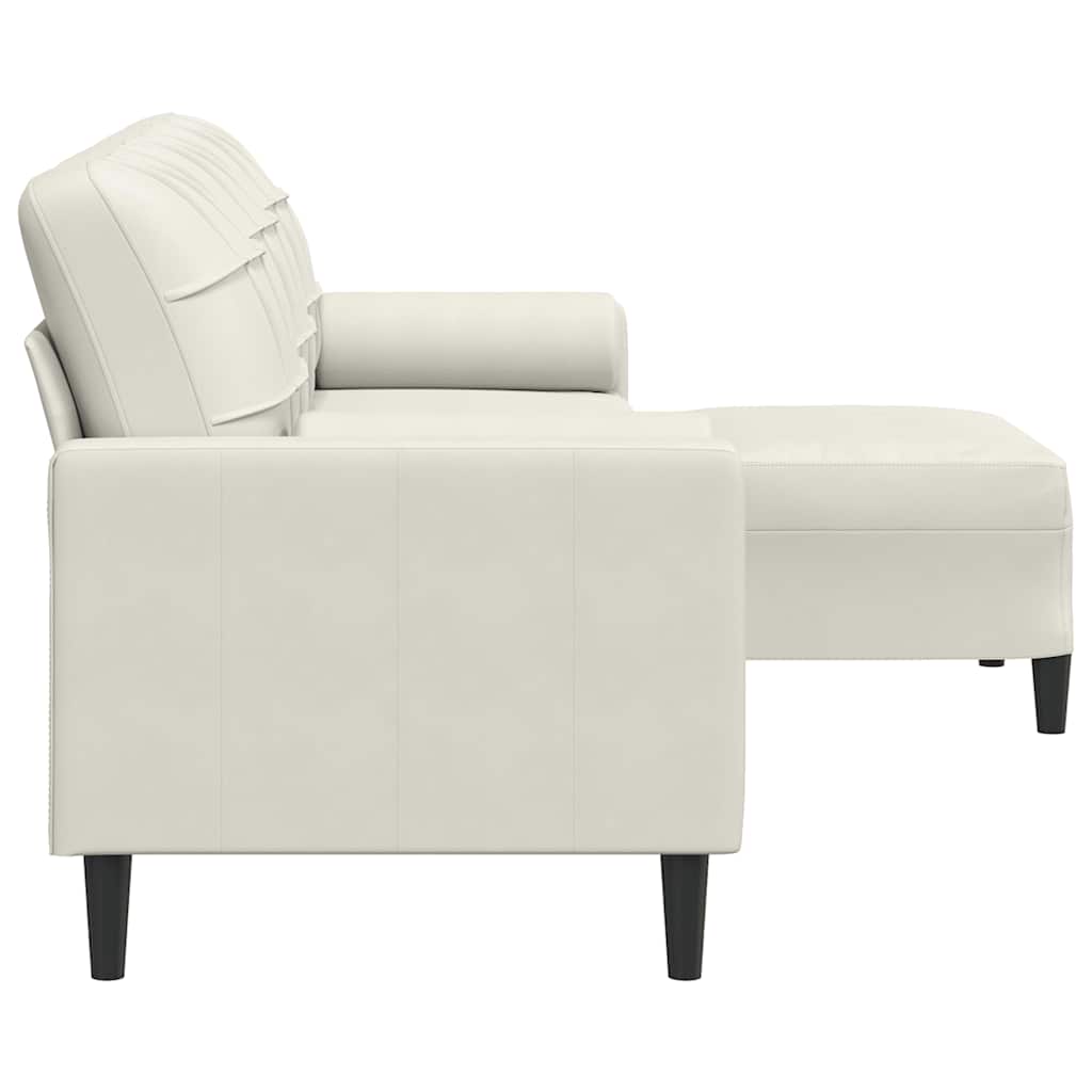 3-Sitzer-Sofa mit Hocker Creme 210 cm Samt