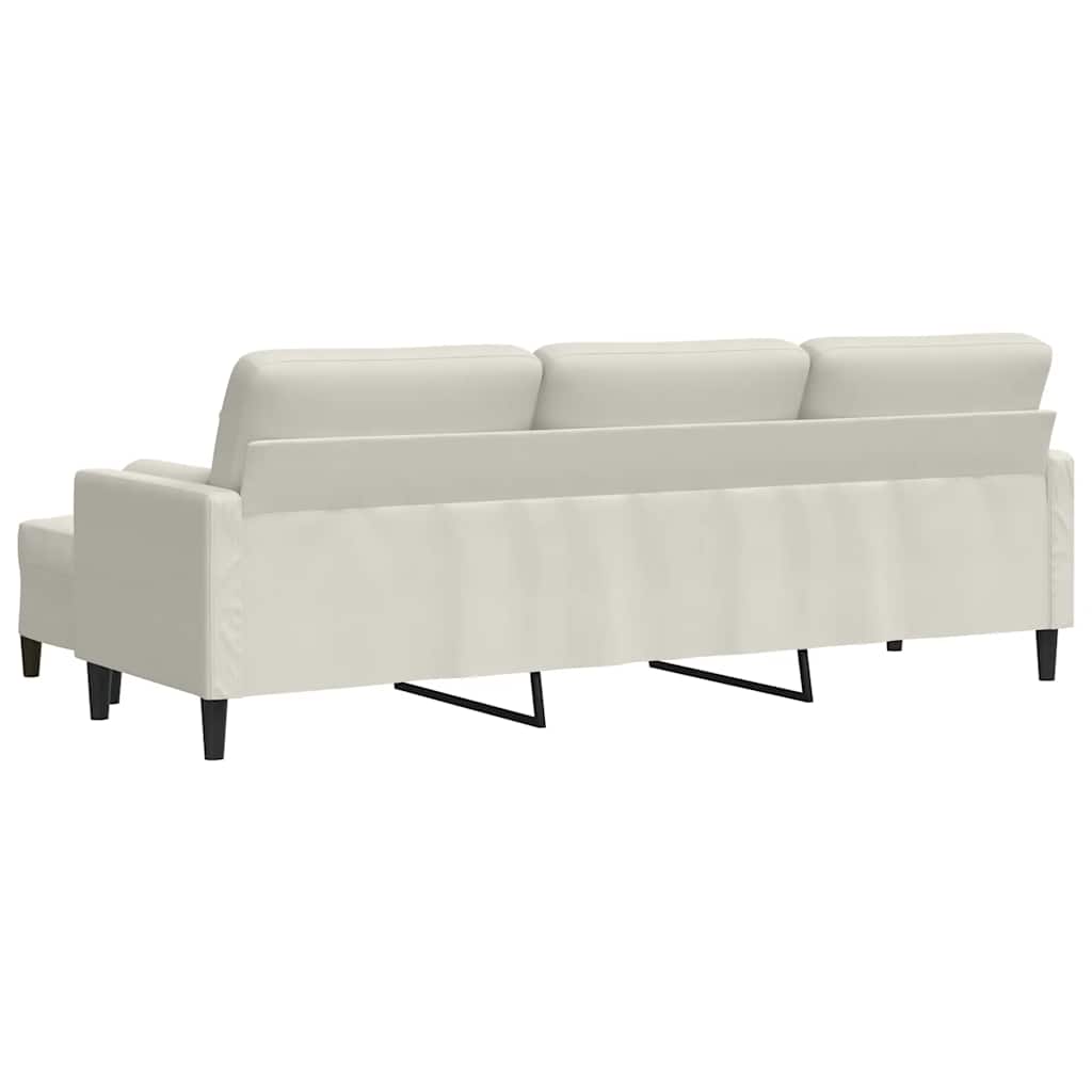 3-Sitzer-Sofa mit Hocker Creme 210 cm Samt
