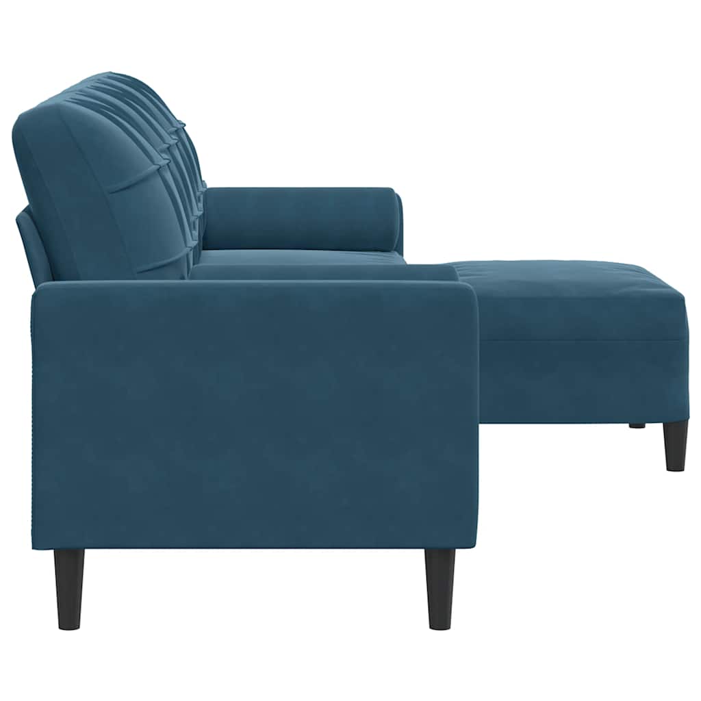 3-Sitzer-Sofa mit Hocker Blau 210 cm Samt