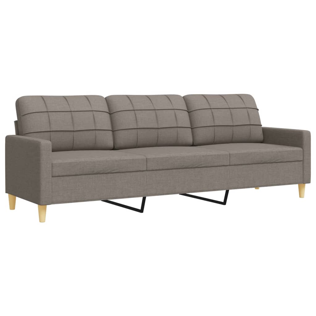 4-piece sofa set with footstool in taupe fabric