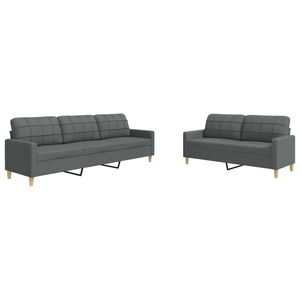 2-piece sofa set in dark grey fabric