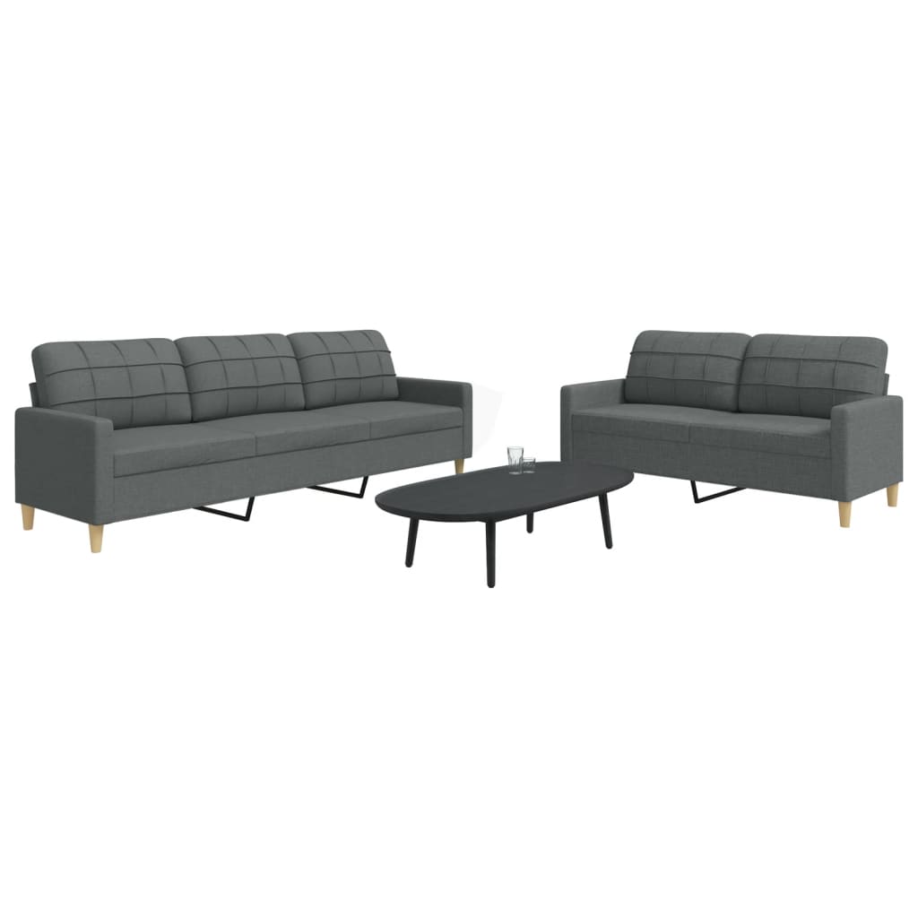 2-piece sofa set in dark grey fabric
