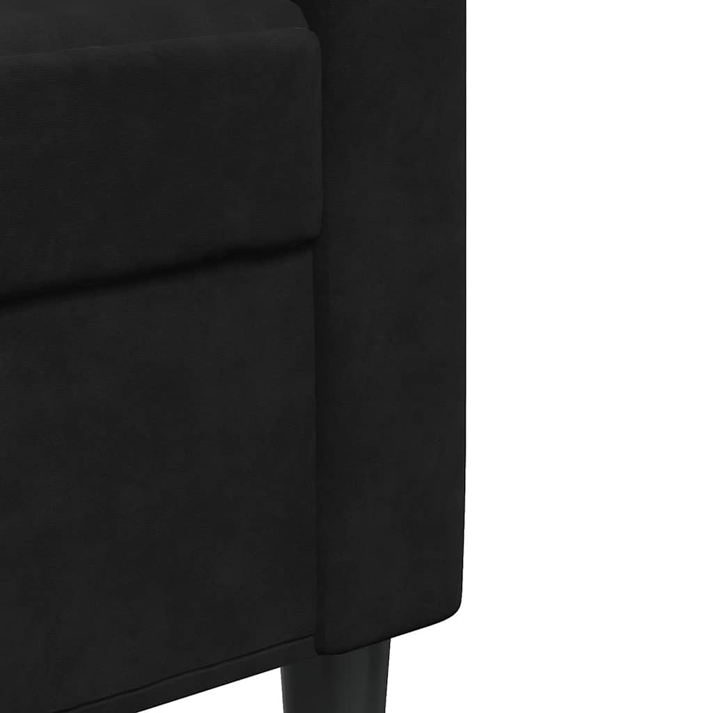 4-tlg. Sofagarnitur mit Kissen Schwarz Samt