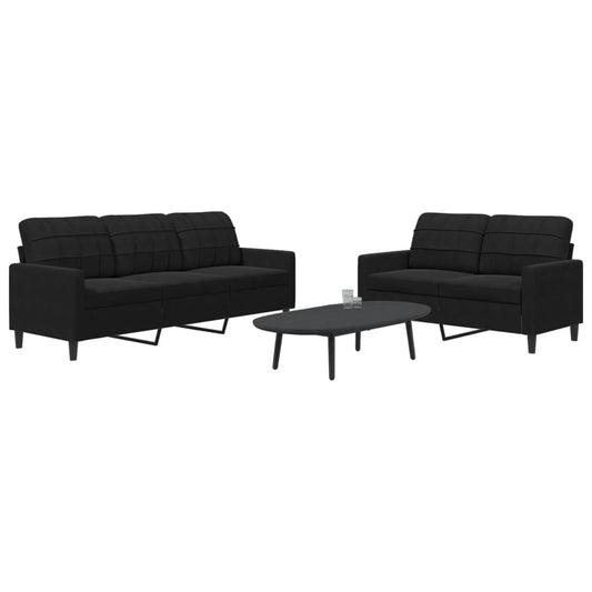 2-piece sofa set with cushions black velvet