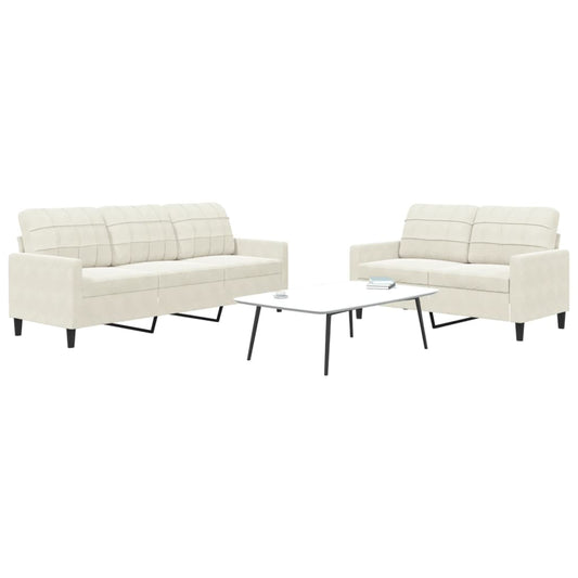 2-piece sofa set with cushions cream velvet
