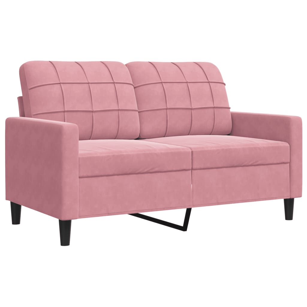 3-tlg. Sofagarnitur mit Kissen und Nackenrollen Rosa Samt