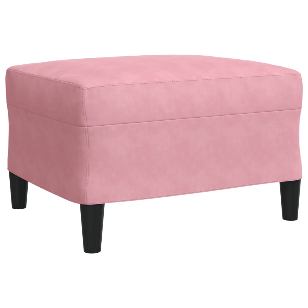 3-tlg. Sofagarnitur mit Kissen und Nackenrollen Rosa Samt
