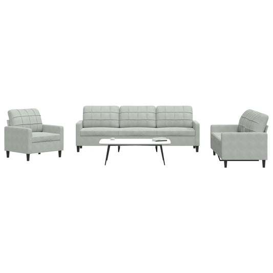 4-piece sofa set with cushions light grey velvet