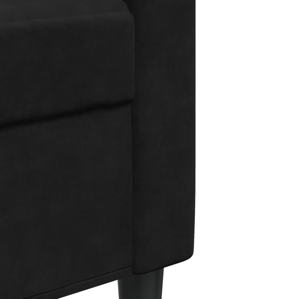 4-tlg. Sofagarnitur mit Kissen Schwarz Samt