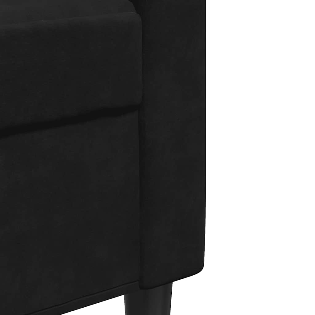 4-tlg. Sofagarnitur mit Kissen Schwarz Samt