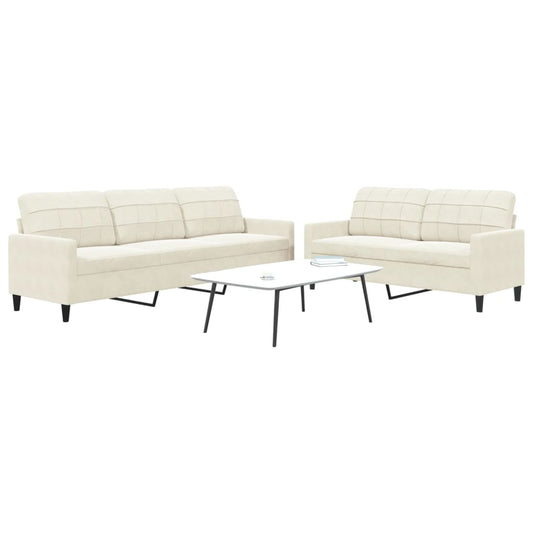 2-piece sofa set with cushions cream velvet