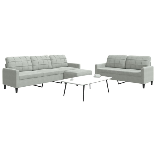 3-piece sofa set with cushions light grey velvet