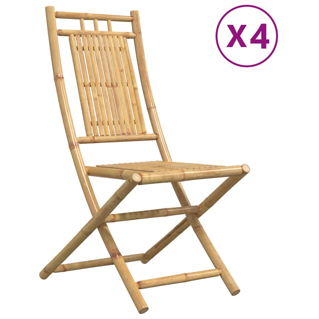Klappstühle, 4 Stück, 46 x 66 x 99 cm, Bambus