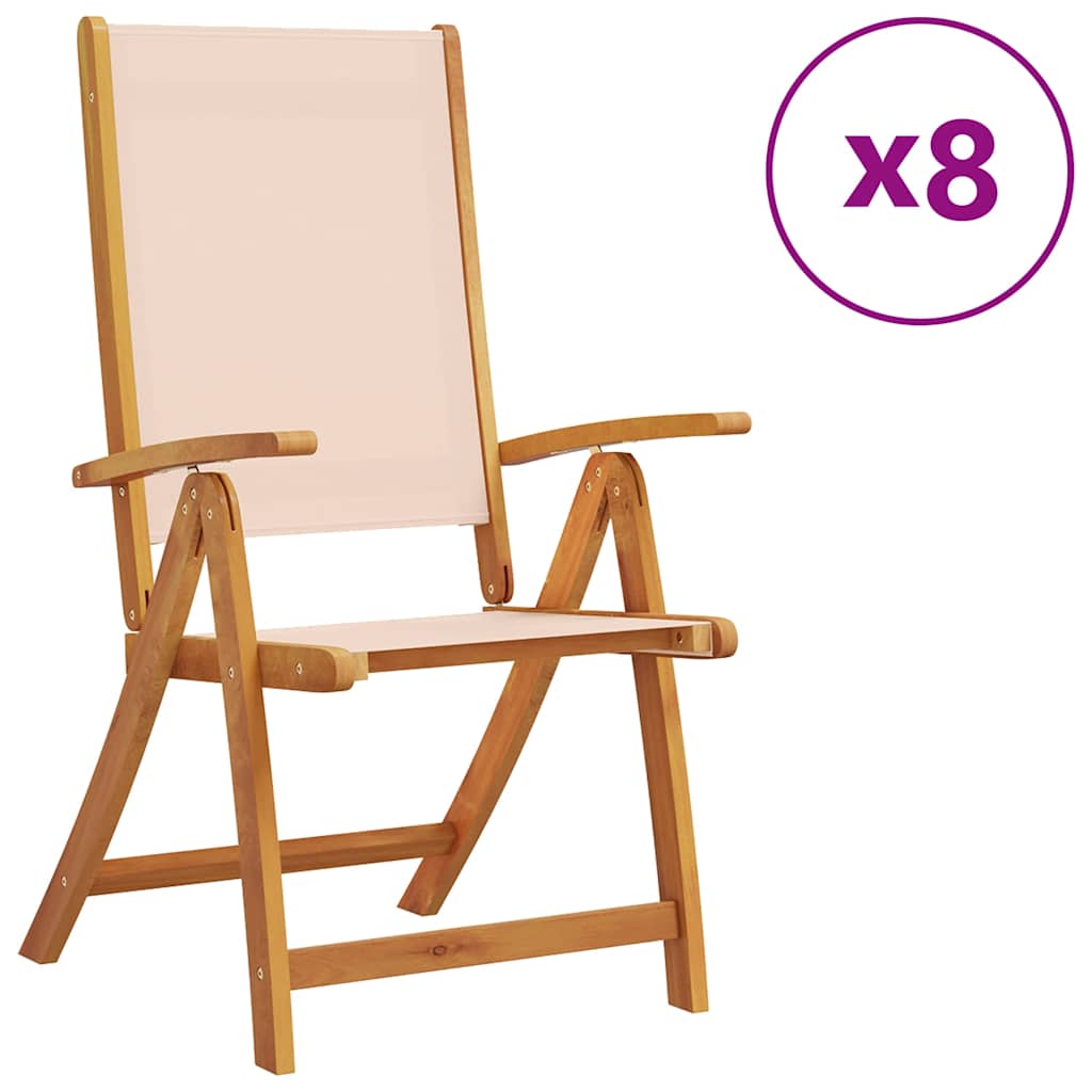 Klappstühle, 8-teilig, Massivholz Akazie und Textilene