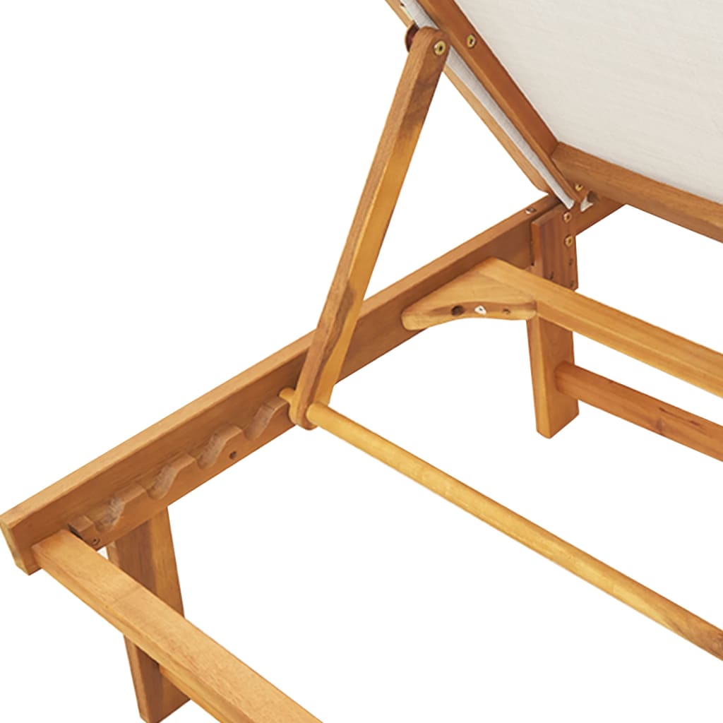Chaises longues, lot de 2, en bois d'acacia massif gris et textilène