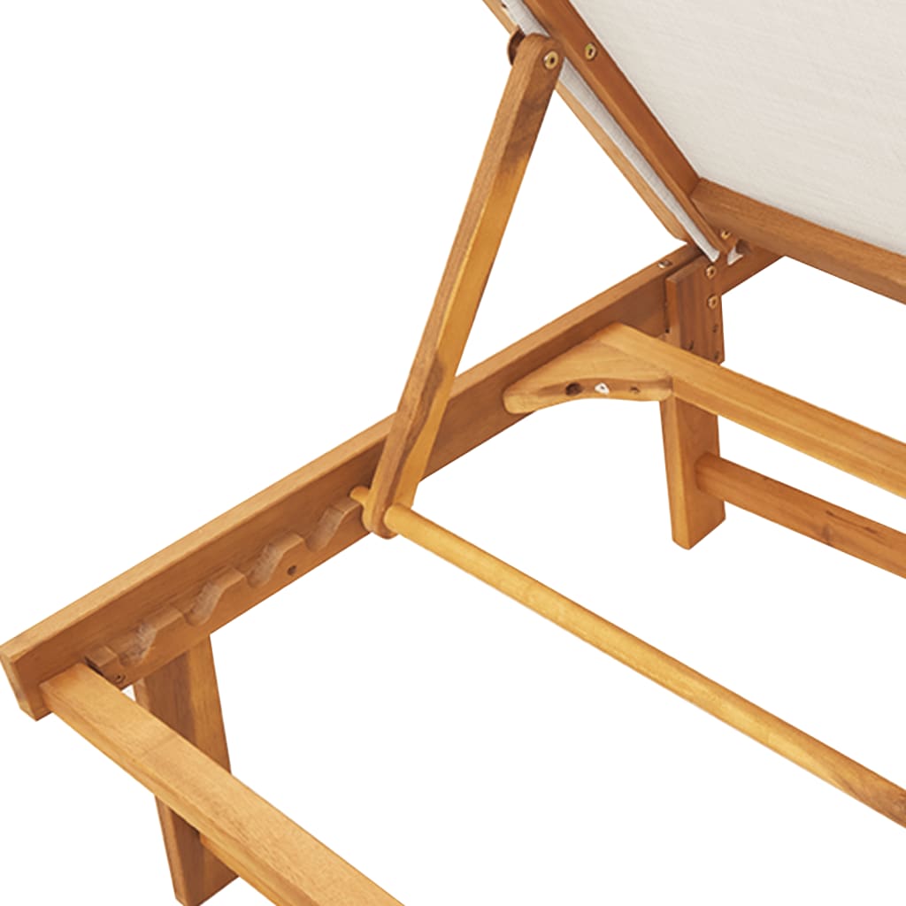 Chaises longues 2 pièces avec table en bois massif d'acacia gris textilène
