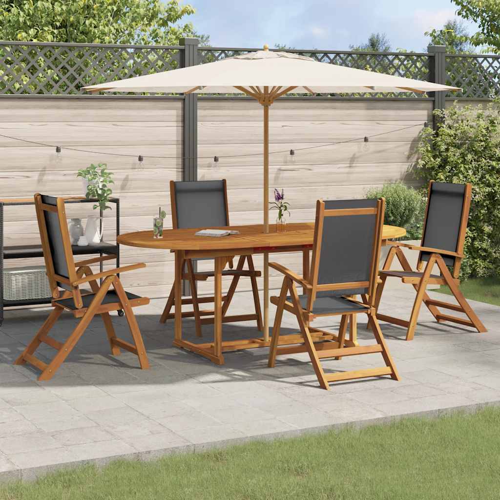 5-tlg. Garten-Essgruppe Massivholz Akazie und Textilene