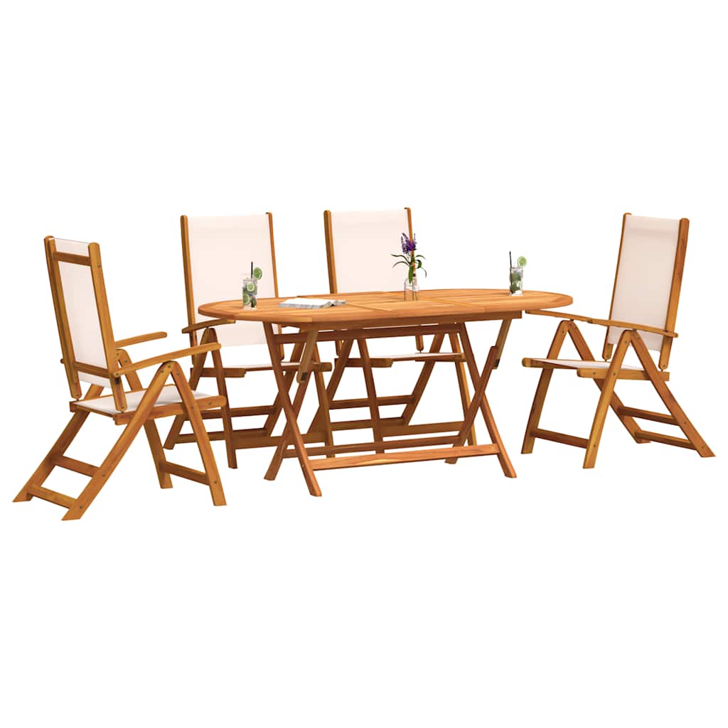 5-tlg. Garten-Essgruppe Massivholz Akazie und Textilene