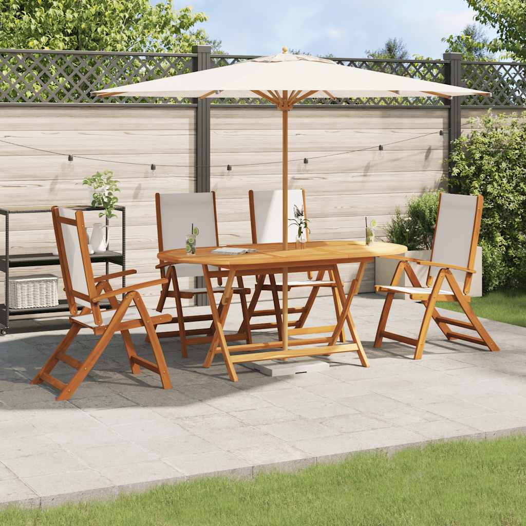 5-tlg. Garten-Essgruppe Massivholz Akazie und Textilene