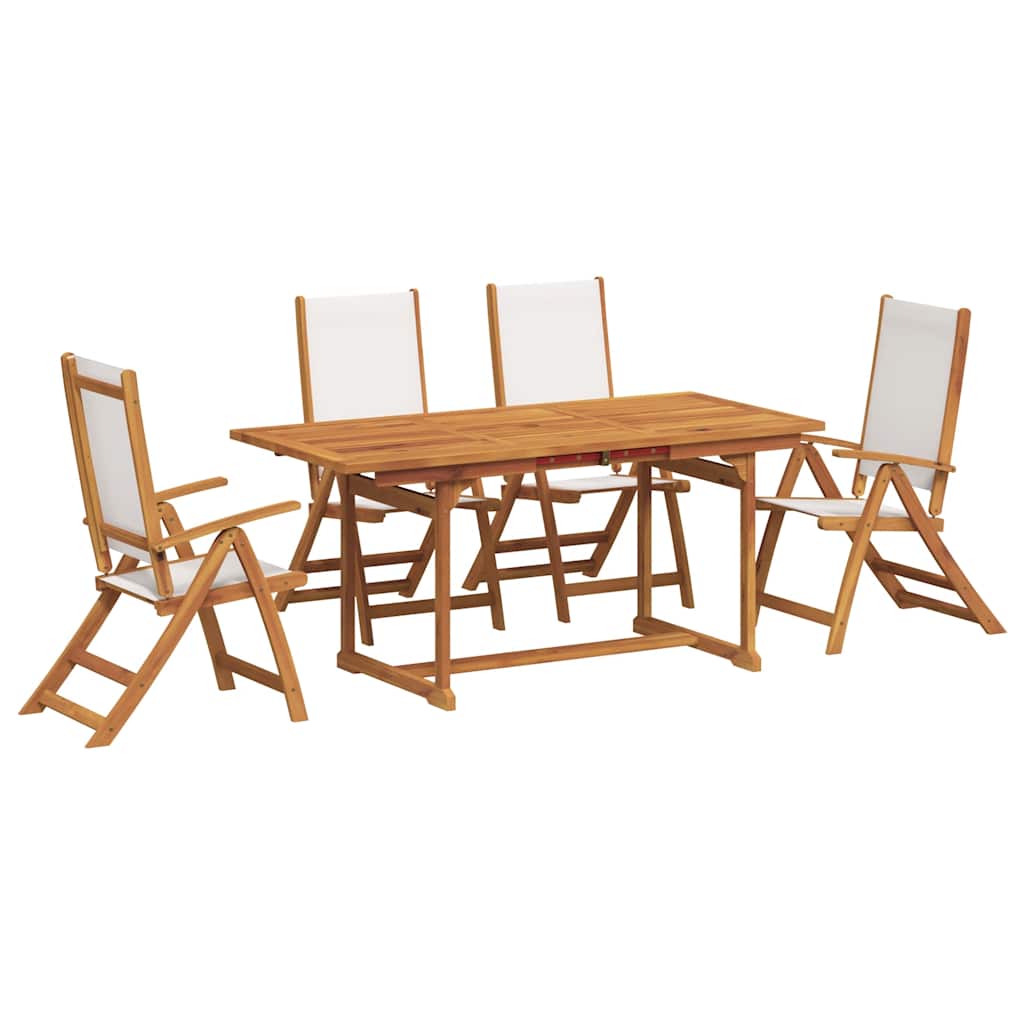 5-tlg. Garten-Essgruppe Massivholz Akazie und Textilene
