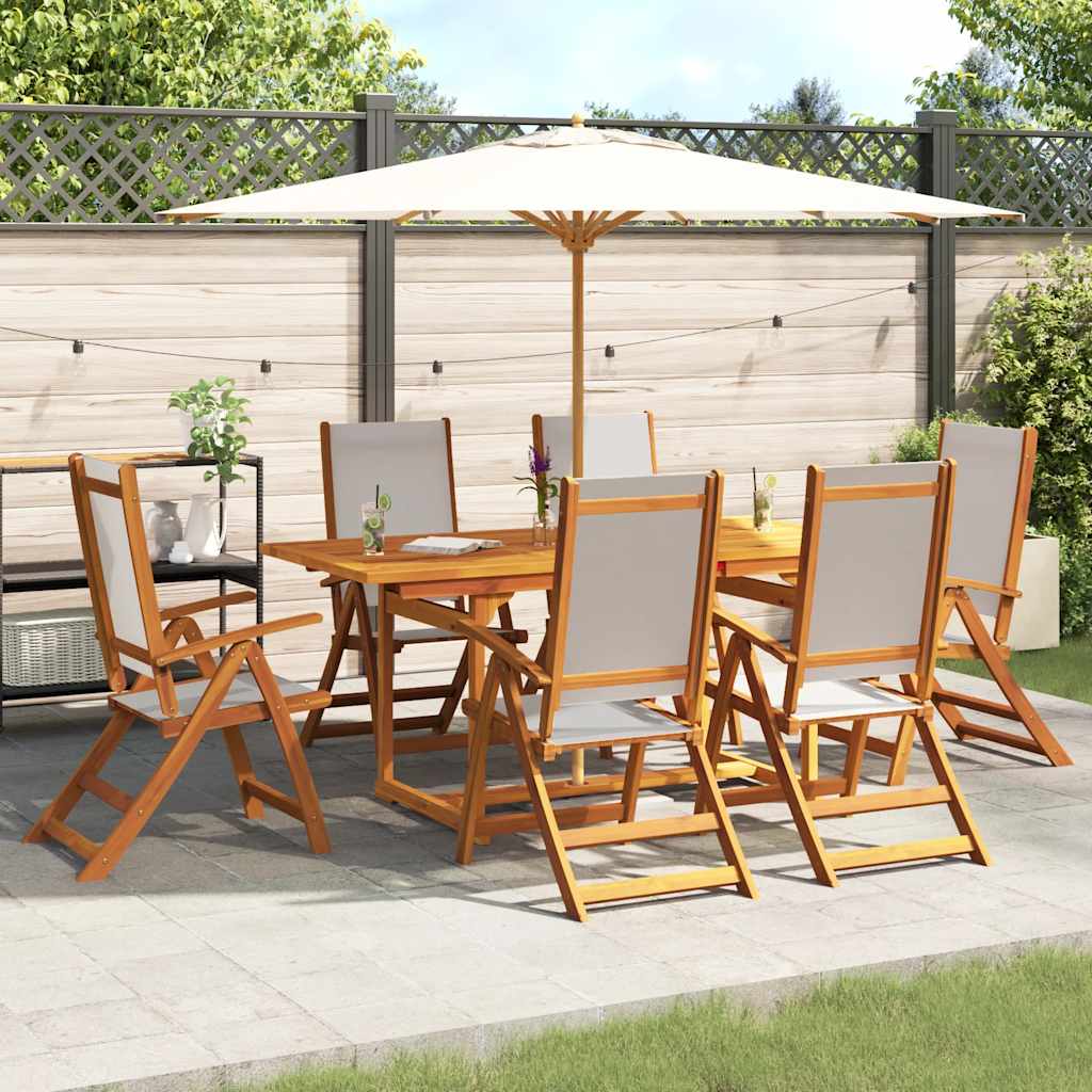 7-tlg. Garten-Essgruppe Massivholz Akazie und Textilene