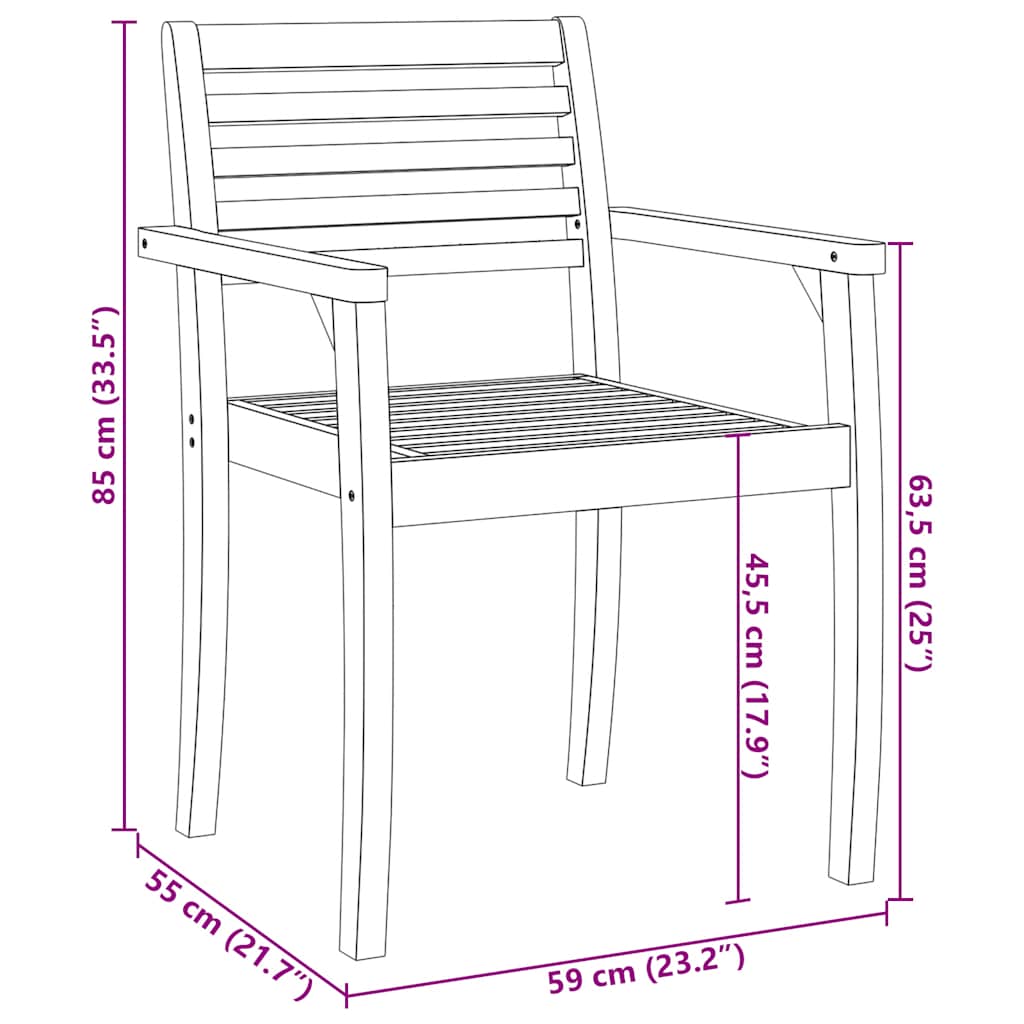 Gartenstühle 6 Stk. 59x55x85 cm Massivholz Akazie