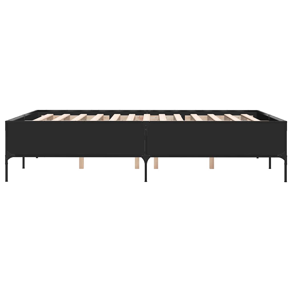 Bettgestell Schwarz 120x200 cm Holzwerkstoff und Metall