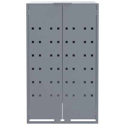 Mülltonnenbox für 2 Tonnen Grau 138x79x117 cm Stahl