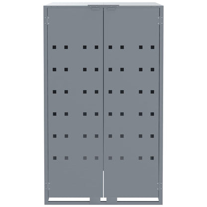 Mülltonnenbox für 3 Tonnen Grau 207x79x117 cm Stahl
