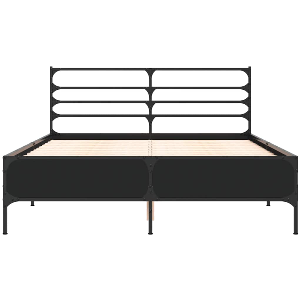 Bettgestell Schwarz 120x200 cm Holzwerkstoff und Metall