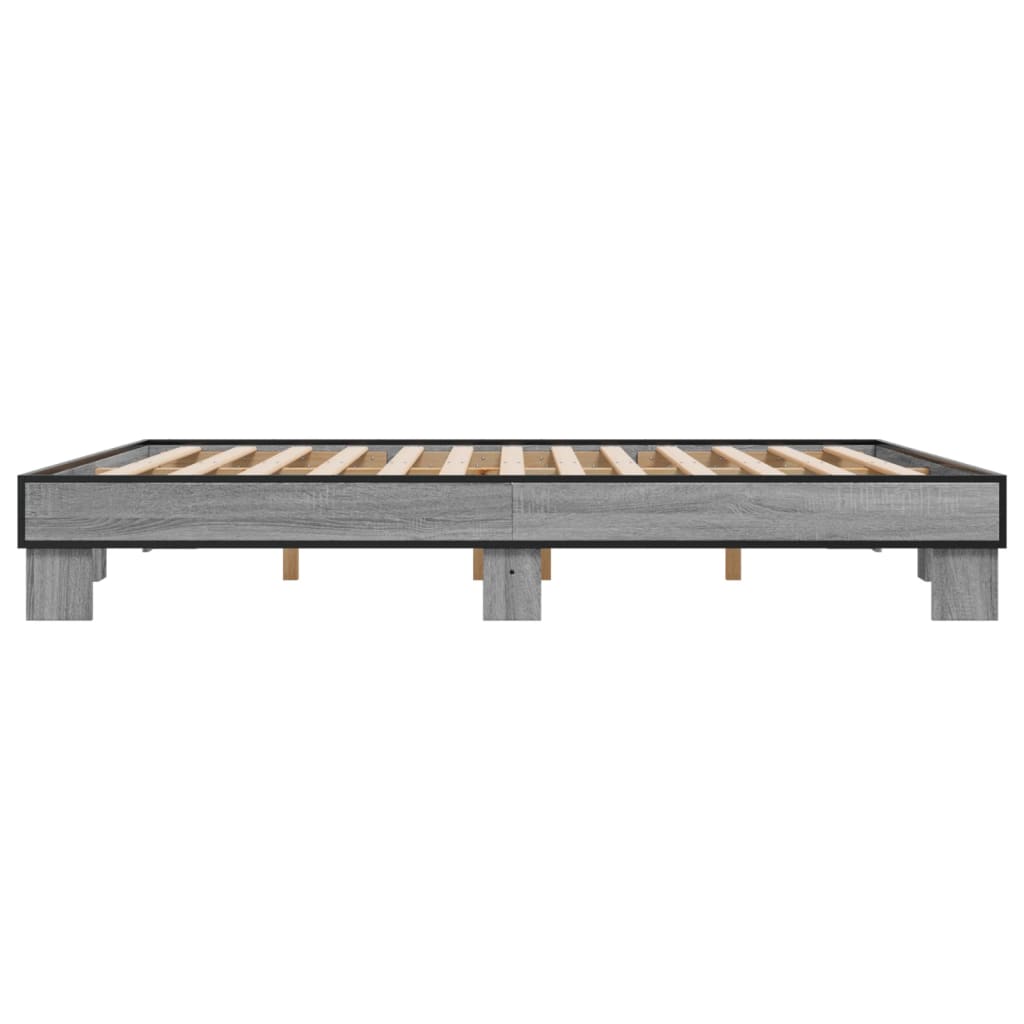 Bettgestell Grau Sonoma 200x200 cm Holzwerkstoff und Metall