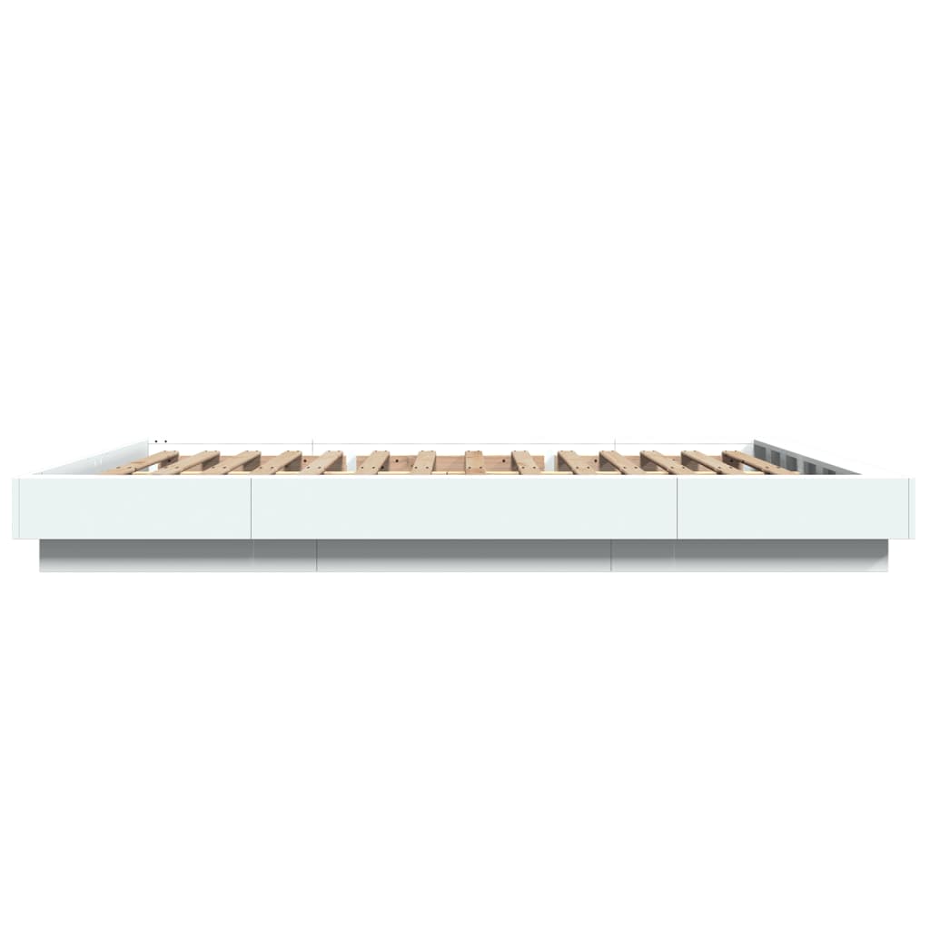 Bettgestell mit LED Weiß 160x200 cm Holzwerkstoff
