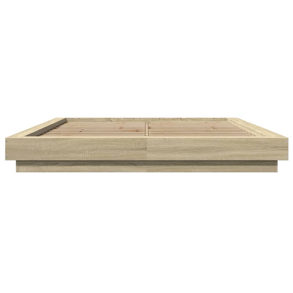 Bed frame with LED Sonoma oak 150x200 cm wood material