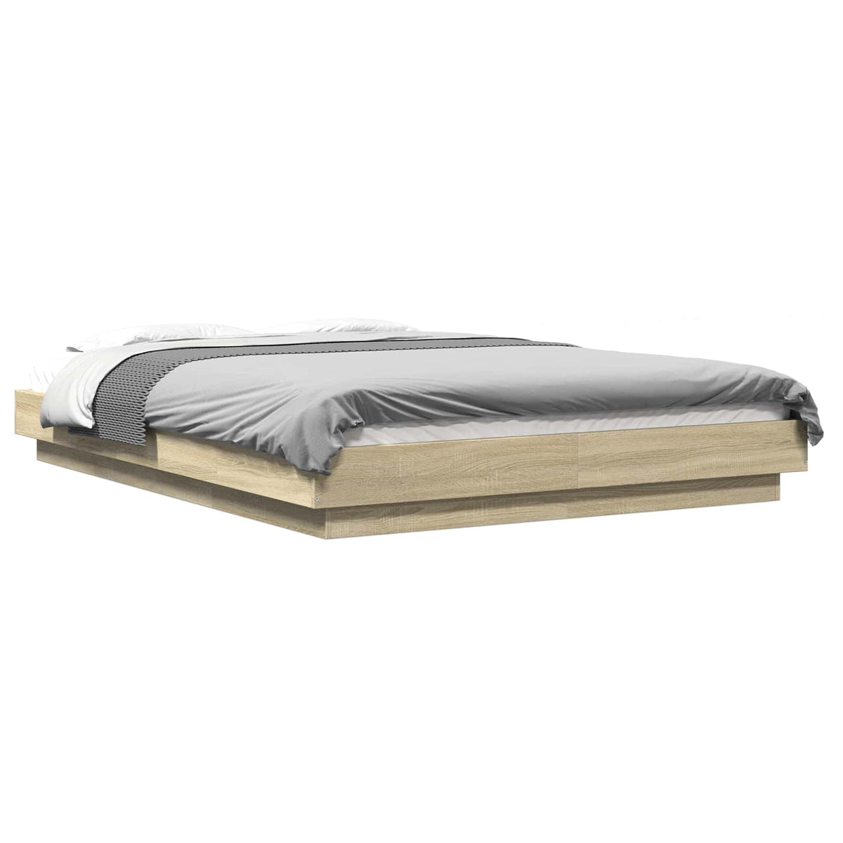 Bettgestell mit LED Sonoma-Eiche 140x200 cm Holzwerkstoff