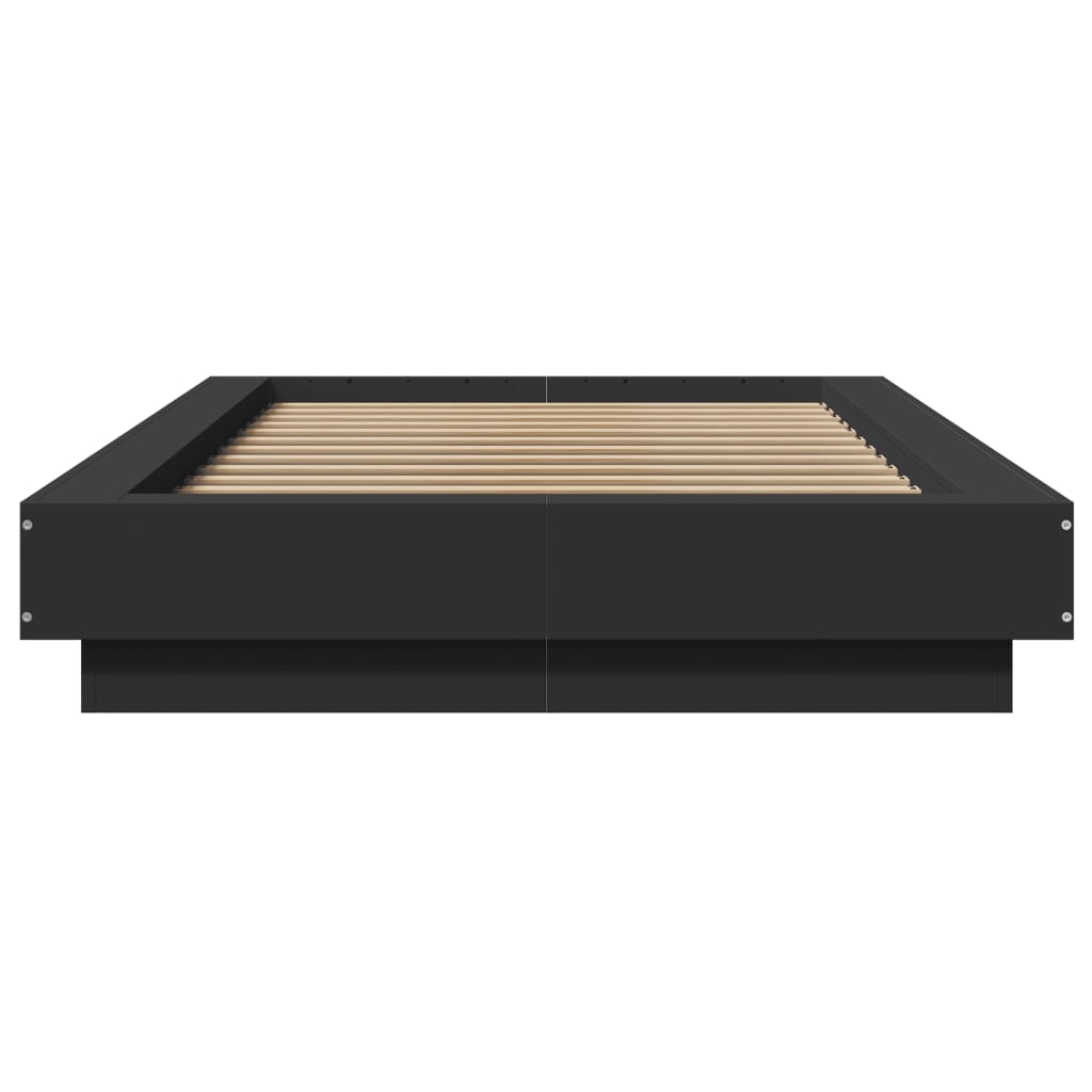 Bed frame with LED black 100x200 cm wood material