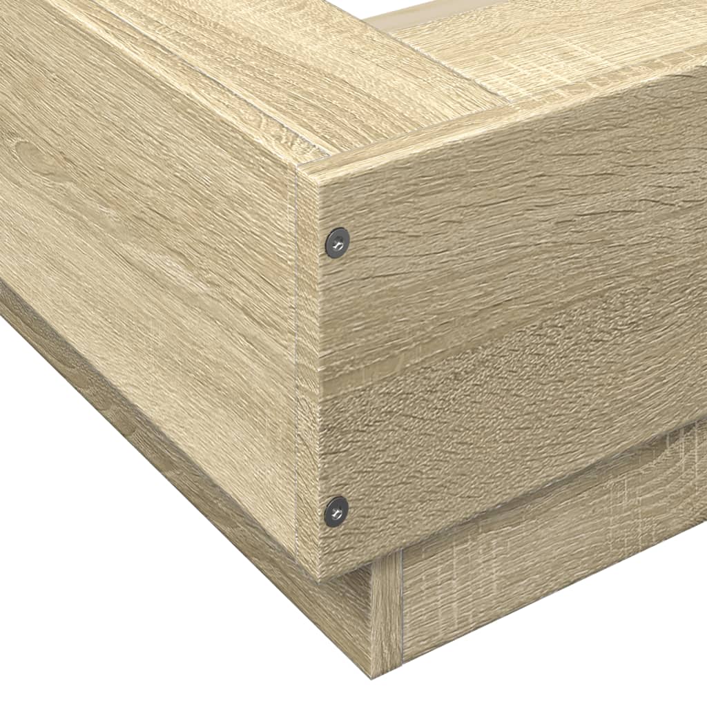 Bed frame with LED Sonoma oak 100x200 cm wood material