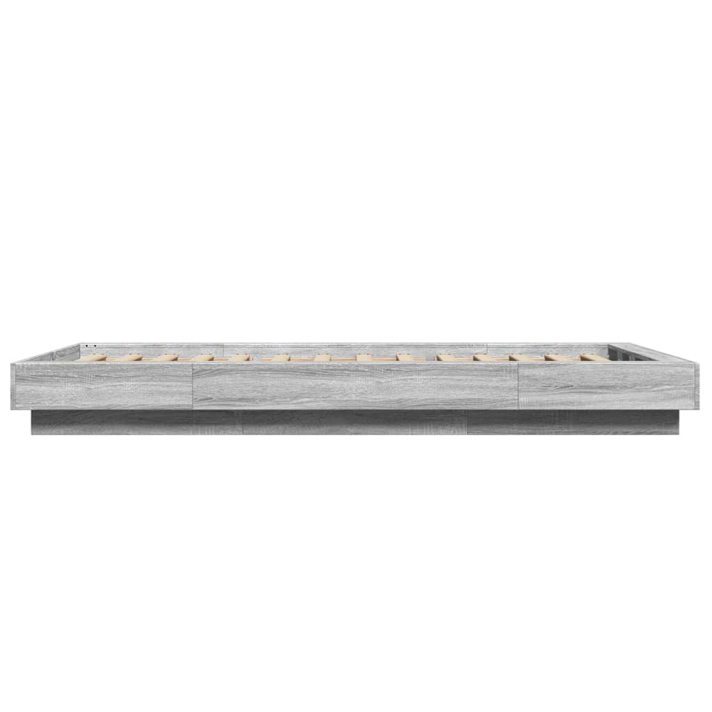 Cadre de lit avec LED Gris Sonoma 100x200 cm en bois
