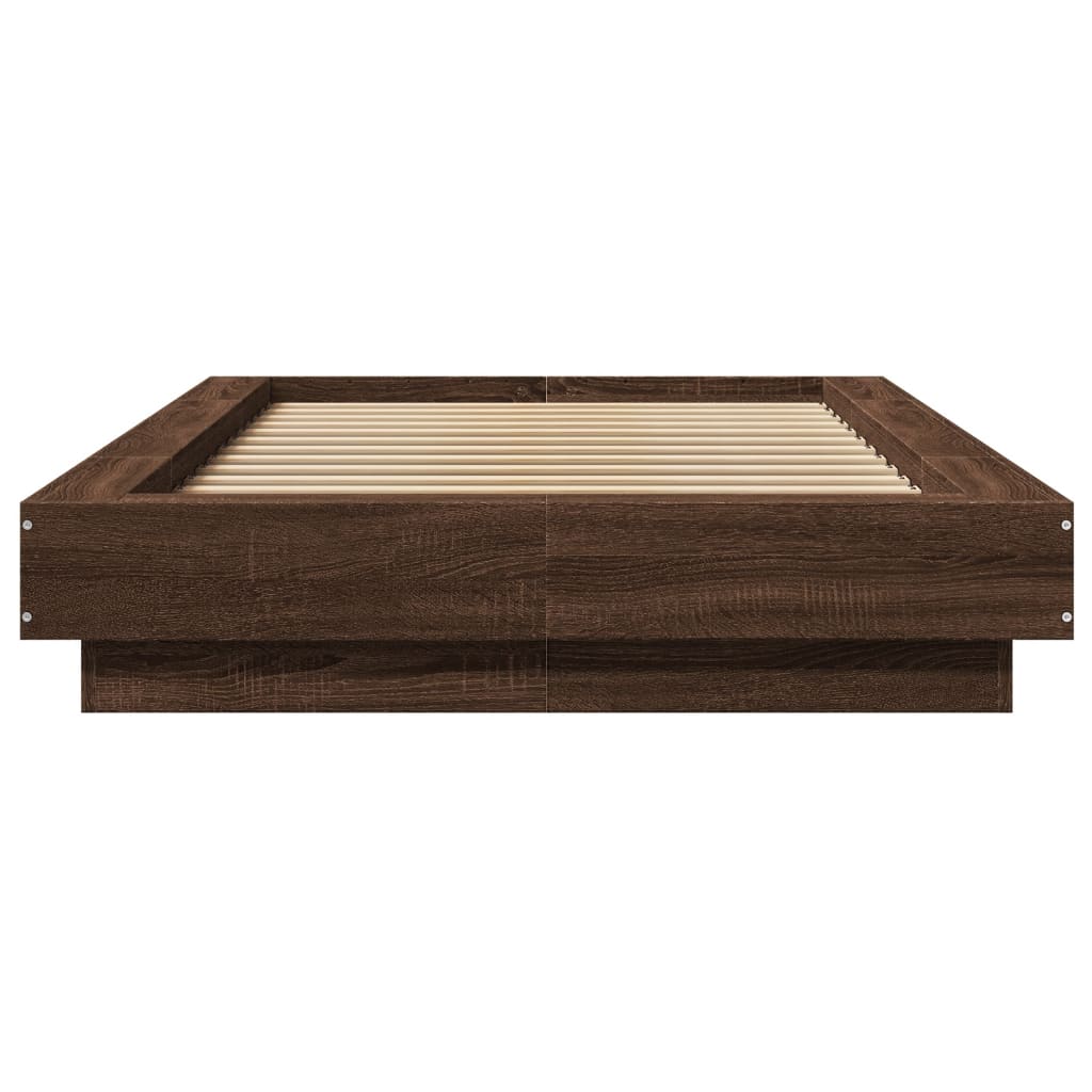 Cadre de lit avec LED aspect chêne marron 100x200 cm matériau bois
