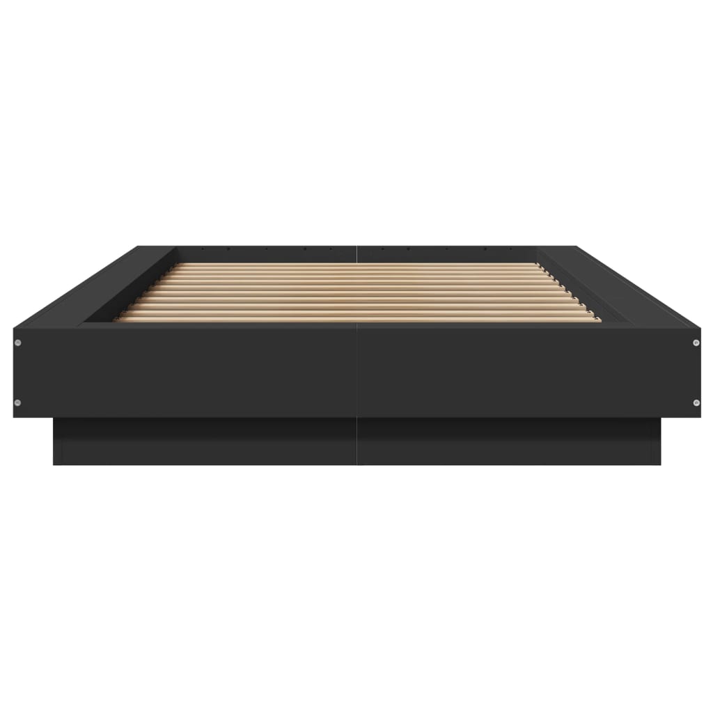 Bed frame with LED black 90x200 cm wood material