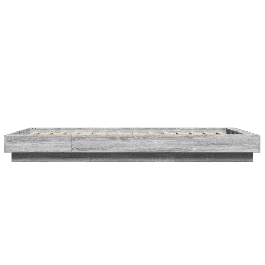 Cadre de lit avec LED Gris Sonoma 90x200 cm en bois