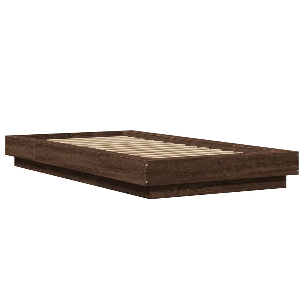Cadre de lit avec LED aspect chêne marron 90x200 cm matériau bois