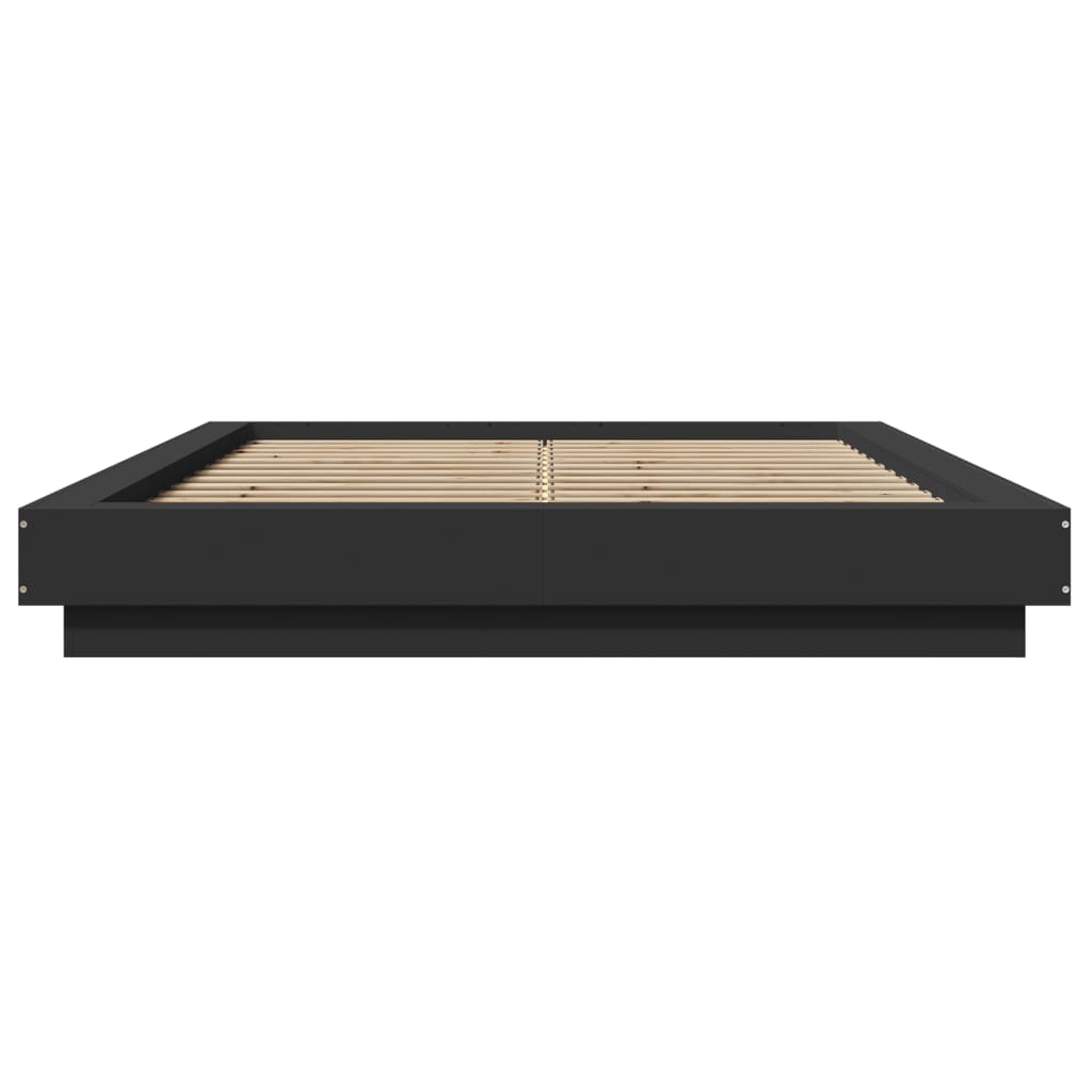 Bed frame with LED black 120x190 cm wood material