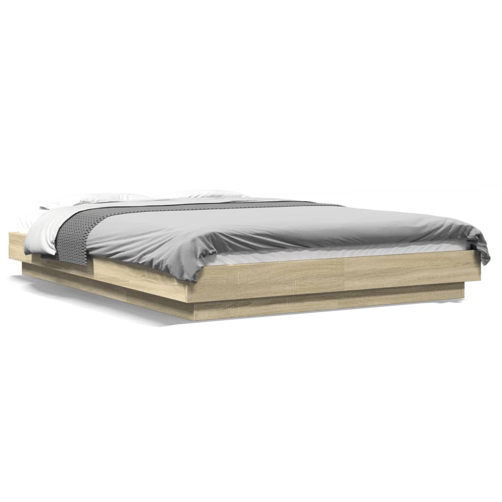 Bettgestell mit LED Sonoma-Eiche 120x190 cm Holzwerkstoff