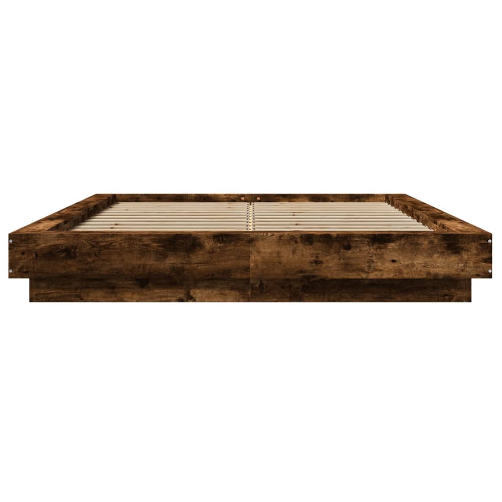 Bed frame with LED smoked oak 120x190 cm wood material