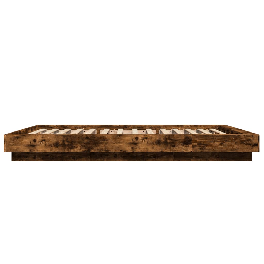 Bed frame with LED smoked oak 120x190 cm wood material