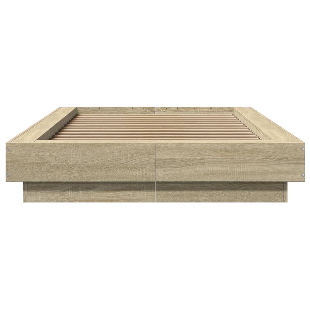 Bettgestell mit LED Sonoma-Eiche 90x190 cm Holzwerkstoff