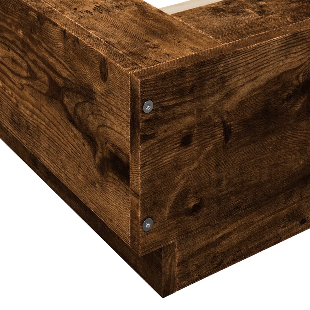 Bettgestell mit LED Räuchereiche 75x190 cm Holzwerkstoff